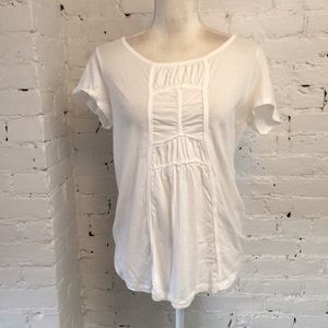Sundance ruched bib short sleeve t-shirt white s